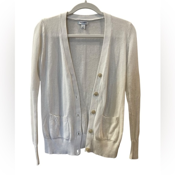 Old Navy Sweaters - Old Navy Women's White Long Sleeve Button Front Cardigan Sweater Small Petite